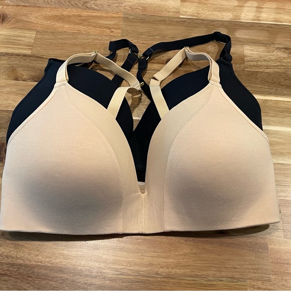 Lively All Day No Wire Push Up Bra Bundle - 34 D - Black and Toasted Almond